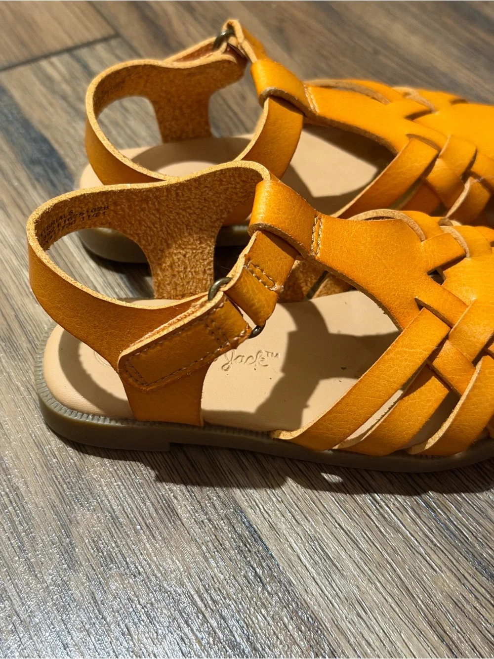 Cat & Jack Toddler Girl’s Leather Fisherman Sandals, Tan/Burnt Orange, Size 6